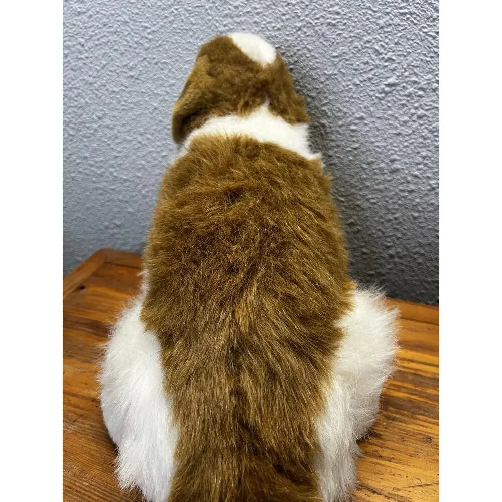 Vintage 26” St Bernard Plush Dog Large Stuffed Animal Made in Hong Kong